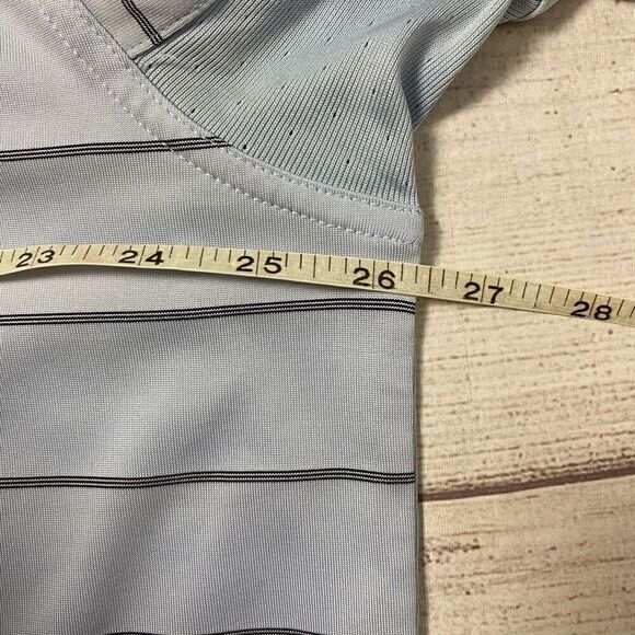 Adidas men XXL clima cool stripe 3 button polo shirt light blue/black - Picture 12 of 12